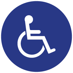 ADA International Symbol of Accessibility (ISA) Marker Sign for Restaurant Tables and Retail Environments - 1.25 inch diameter - Minimum order of ten signs