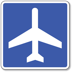 Airport Symbol Sign - 8x8- Non-Reflective Rust-Free .050 Gauge Aluminum Symbol Sign for Airports and Air Transportation