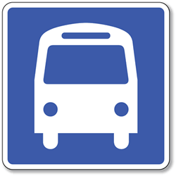 Bus Symbol Sign - 8x8- Non-Reflective Rust-Free .050 Gauge Aluminum Symbol Sign for Buses and Bus Stops