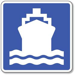 Water Transportation Symbol Sign - 8x8- Non-Reflective Rust-Free .050 Gauge Aluminum Symbol Sign for Water Transportation