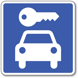 Car Rental Symbol Sign - 8x8- Non-Reflective Rust-Free .050 Gauge Aluminum Symbol Sign for Car Rental Businesses