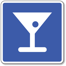 Bar and Alcohol Symbol Sign - 8x8- Non-Reflective Rust-Free .050 Gauge Aluminum Symbol Sign for Bars, Nightclubs and Alcohol Beverages