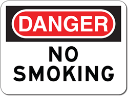 Danger No Smoking OSHA-Style Sign - 24x18- Reflective rust-free heavy-gauge aluminum OSHA Safety and Warning Signs