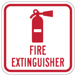 Fire Extinguisher Symbol with Text Sign - 12x12 - Reflective rust-free heavy-gauge aluminum Fire Extinguisher Location Signs