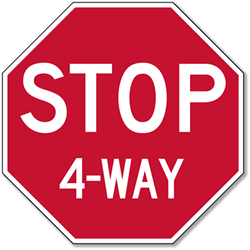 Intersection STOP Sign - 12x12 Choice of 2, 3, 4 or All Way