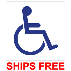 Package of 6 Labels for Restaurant Tables- with Wheelchair Symbol of Accessibility (ISA) printed in your choice of Blue, Black, Red or Green on a transparent adhesive label. Available in sizes from as small as 1x1 inch up to 6x6 inches.