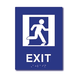 ADA Compliant Running Man Symbol Exit Sign with Tactile Text and Grade 2 Braille - 6x8
