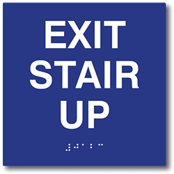 ADA Compliant Exit Stair Up Signs with Raised Text and Grade 2 Braille - 6x6