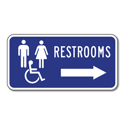 ADA Restroom Directional Sign - With or Without Directional Arrow - 12x12 - Outdoor Rated Reflective Rust-Free Heavy Gauge (.063) Aluminum Restroom Signs from STOPSignsAndMore.com