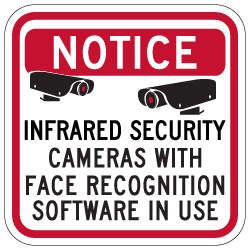 Face Recognition Security Cameras Sign - 12x12