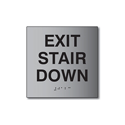 ADA Exit Stair Down Sign - 6x6 - Brushed Aluminum