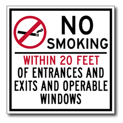 No Smoking Within 20 Feet Of Entrances And Exits And Operable Windows - 6x6 - Non-Smoking Area Signs