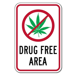 Drug Free Area Leaf Sign - 12x18 - Reflective