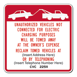 Official R112 California Electric Vehicle Parking Tow Away Sign - 24x24 - Reflective Rust-Free Heavy Gauge Aluminum Electric Vehicle Parking Signs