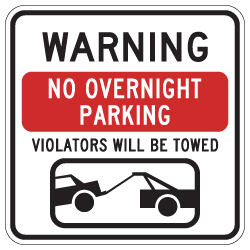 No Overnight Parking Signs - 18x18