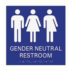 American Made High Quality ADA Compliant Gender Neutral Restroom Wall Signs with Tactile Text and Grade 2 Braille - 9x9 available at STOPSignsAndMore.com