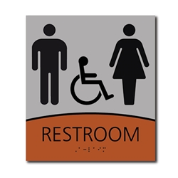 ADA Signature Unisex Restroom Wall Sign with Wheelchair Symbol - 8x9