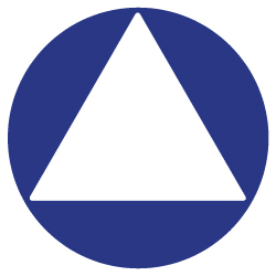 ADA Compliant Gender Neutral Door Sign - 12x12 with white triangle on blue background, universally accessible.