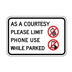 Parking sign for limiting cell phone use in a parking lot - 18x12 - Affordable Durable Parking Lot Signage available at STOPSignsAndMore.com