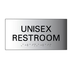 Brushed Aluminum Unisex Restroom Wall Signs with Tactile Text and Grade 2 Braille available at STOPSignsAndMore.com