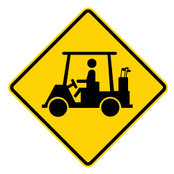 Golf Cart on Road Warning Signs - 30x30 - Official W11-11 MUTCD Reflective Heavy Gauge Rust-Free Aluminum Golf Cart Crossing Warning Signs