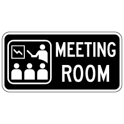 Meeting Room Sign with Symbol and Text - 12x6 - Non-Reflective rust-free aluminum signs