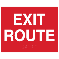 ADA Custom Color Compliant Exit Route Signs with Tactile Text and Grade 2 Braille - 5x4