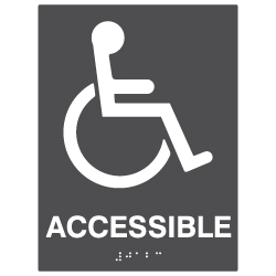 ADA Compliant Accessible Symbol Sign with Tactile Text and Grade 2 Braille - 6x8. Custom Colors availble from STOPSignsAndMore.com