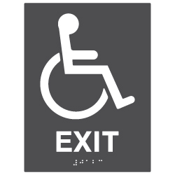 ADA Compliant Accessible Symbol Exit Sign with Tactile Text and Grade 2 Braille - 6x8. Custom Colors availble from STOPSignsAndMore.com