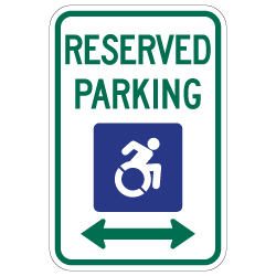 R7-8 New York Disabled Reserved Parking Signs - Double Arrow - 12x18 - Reflective Rust-Free Heavy Gauge Aluminum ADA Parking Signs