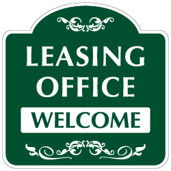 Mission Style Leasing Office Welcome Sign - 18x18 - Made with 3M Reflective Rust-Free Heavy Gauge Durable Aluminum available for quick shipping from STOPSignsAndMore.com
