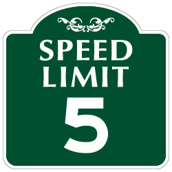 Mission Style 5-MPH SPEED LIMIT Sign - 18x18 - Made with 3M Engineer Grade Reflective Rust-Free Heavy Gauge Durable Aluminum available at STOPSignsAndMore.com