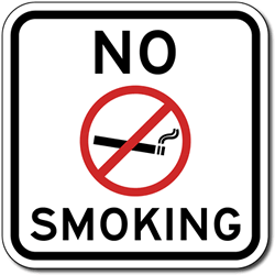 No Smoking Text and Symbol Sign - 12x12 - Reflective Indoor-Outdoor rust-free aluminum No Smoking signs