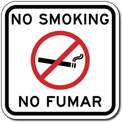 Bilingual No Smoking No Fumar with No-Smoking Symbol Sign - 12x12 - Reflective outdoor-rated aluminum Bilingual No Smoking signs