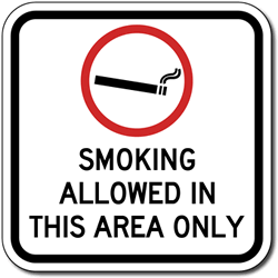Smoking Allowed In This Area Only with Smoking Symbol Sign - 12x12 - Outdoor rated reflective aluminum Smoking Area Signs
