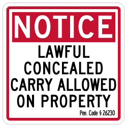 California SB2 Concealed Carry Authorization - 8x8 - Non-reflective
