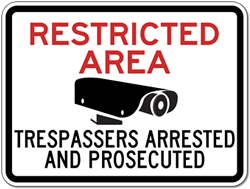 Restricted Area Trespassers Arrested And Prosecuted Signs - 24x18 - Reflective heavy-gauge (.063) aluminum No Trespassing signs