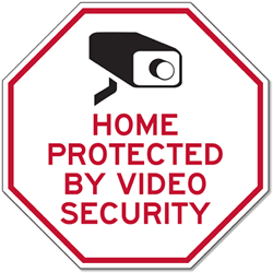 Home Protected By Video Security STOP Sign - 12x12 - Reflective rust-free heavy-gauge aluminum security sign