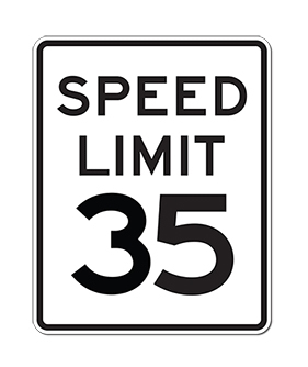 35 mph speed limit sign