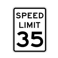 Thirty-Five Miles Per Hour Speed Limit Sign - 18x24 - Official R2-1 MUTCD Compliant Reflective Rust-Free Heavy Gauge Aluminum Speed Limit Signs