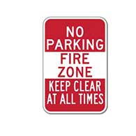 No Parking Fire Zone Keep Clear Signs - 12x18