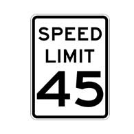 Forty-Five Mile Per Hour Speed Limit Sign - 24x30 - Official MUTCD Compliant R2-1 Reflective Rust-Free Heavy Gauge Aluminum Speed Limit Signs