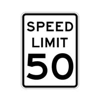 Fifty Mile Per Hour Speed Limit Sign - 18x24 - Official R2-1 MUTCD Compliant Reflective Rust-Free Heavy Gauge Aluminum Speed Limit Signs