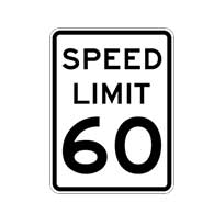 Sixty MPH Sign - 18x24 - Official R2-1 MUTCD Compliant Reflective Rust-Free Heavy Gauge Aluminum Speed Limit Signs