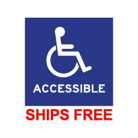 Label - Wheelchair Symbol and text Accessible - 6x6 (Package of 3)