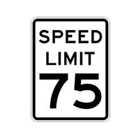 Seventy-Five Miles Per Hour Sign - 24x30 - Official R2-1 MUTCD Compliant Reflective Rust-Free Heavy Gauge Aluminum 75 Miles Per Hour Speed Limit Signs