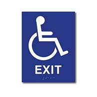 ADA Compliant Accessible Symbol Exit Sign with Tactile Text and Grade 2 Braille - 6x8