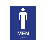 ADA Compliant Mens Restroom Wall Signs with Tactile Text Braille - 6x8