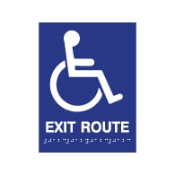 ADA Compliant Accessible Symbol Exit Route Sign with Tactile Text and Grade 2 Braille - 6x8