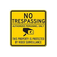 No Trespassing Video Surveillance Sign - Choose Your Colors - 24x24